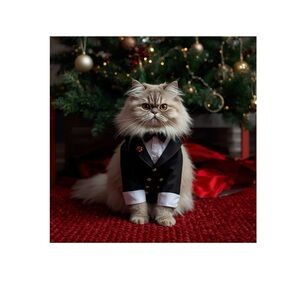 Digital art thick high quality print Sophisticated Black Cat Formal for a wall